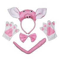 Petitebella Cutie Pig Headband Bowtie Tail Gloves 4pc Children Costume 1-8y