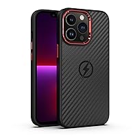 YEXIONGYAN-Aramid Fiber Case for iPhone 13/13 Pro/13 Pro Max Support Magnetic Wireless Charging Anti-Scratch Non-Slip Shockproof Case Built-in Anti-Fall Air Bag (13 Pro Max,Red)