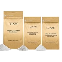 Pure Original Ingredients Magnesium Chloride, Potassium Bicarbonate, and Calcium Chloride Bundle, Various Sizes, Food Safe