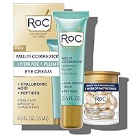 RoC Multi Correxion Hyaluronic Acid Anti Aging Under Eye Cream for Puffiness & Dark Circles (.5 OZ) + RoC Retinol Capsules (7 CT), Fragrance & Paraben Free Skin Care for Women & Men