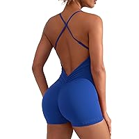 YEOREO Backless Tummy Control Jumpsuits for Women One Piece Workout Jumpsuits Sleeveless V Back Lizvette Scrunch Yoga Rompers