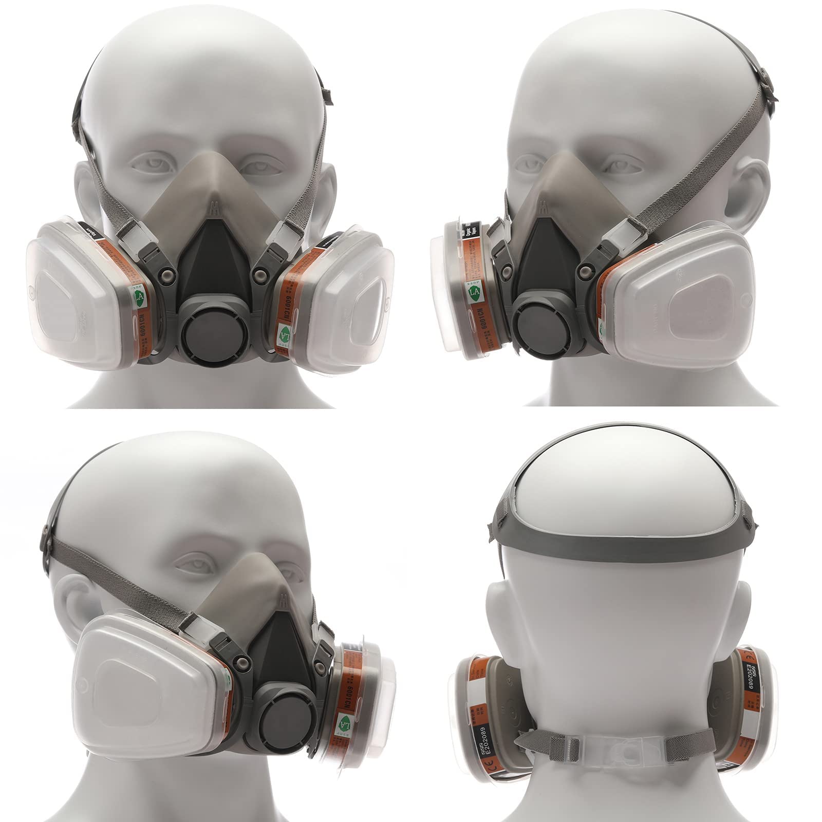 RANKSING Reusable Respirator Gas Mask Half Facepiece Shield 6200 Face Cover with Filters for Dust, Fumes, Asbestos, Chemicals and Other Airborne Particles while Painting, Spraying, Polishing and More