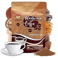 Mushroom Instant Coffee 35 Servings - Mushroom Supplement - Mushroom Coffee for Digestion, Energy, & Immune Support - Vegan Mushroom Extract, Non-GMO