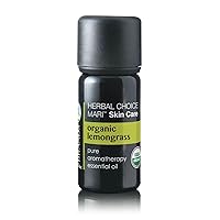 Organic Lemongrass Essential Oil by Herbal Choice Mari (0.3 Fl Oz Glass Bottle) - No Toxic Synthetic Chemicals - TSA-Approved Travel Size
