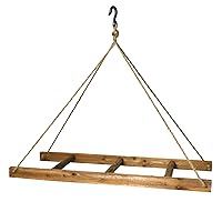 MY SWANKY HOME Rustic Industrial Style Hanging Wood Ladder Rack | Ceiling Linen Pot Pan Utility 38 in Natural