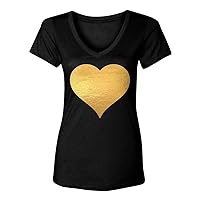Gold Heart - Love Romantic Women's V-Neck T-Shirt