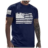 Mens Funny Fashion Crew Neck Shirts USA Flag Graphic Short Sleeve American Patriotic Vintage T Shirt