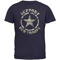 Support Our Troops Camo Star Navy Adult T-Shirt - 2X-Large
