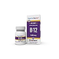 Superior Source No Shot Vitamin B12 Methylcobalamin 5000 mcg, Quick Dissolve MicroLingual Tablets, 60 Count, Active Form of B12, Supports Energy Production, Nervous System Support, Non-GMO