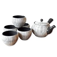 Japanese Tea set Kyusu Traditional Made in Japan Arita Imari ware Ceramic 6 pcs Pottery 1 pc Tea Pot and 5 pcs Cups for Green Tea Senbori