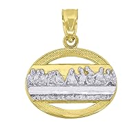 10k Two tone Gold Mens Women Textured Last Supper Religious Charm Pendant Necklace Measures 19x15.70mm Wide Jewelry for Men