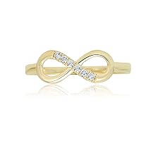 AVORA 10K Gold Simulated Diamond CZ Infinity Fashion Ring