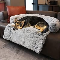 Dogs/Cats Bed Mats, Couch Cover for Dogs, Sofa Style Luxurious Mat for Pets, Waterproof Lining and Nonskid Bottom Perfect on Dog Crate, Cat Cage or in The Car. (Gradient Gray, XXLPlus)