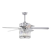 Warehouse of Tiffany Ailen 52 Inch Chrome Finish Crystal Ceiling Fan with Remote