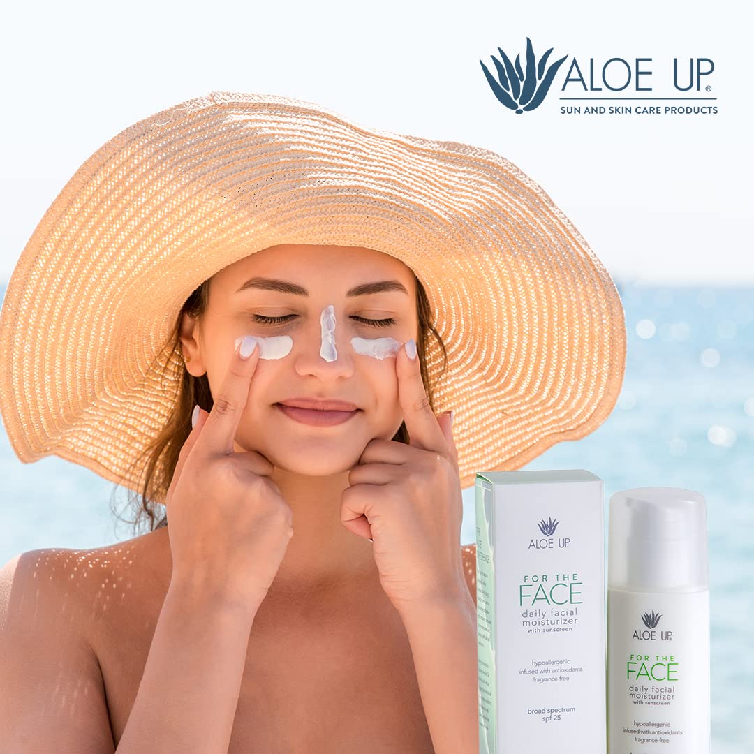 Aloe Up Daily Face Moisturizer with SPF 25 - Non Greasy & Quick Absorbing Sun Skin Care, Reef Friendly & Water Resistant, Aloe Skin Sun Protection, Sunscreen Lotion with UVA/UVB Protection - 1.7 Fl Oz