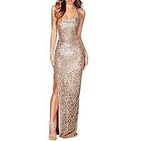 Sexy Long Sequin Bridesmaid Dresses with Split Side for Midi Formal Dress