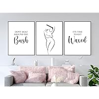 NATVVA 3 Pieces Don't Beat Around The Bush Waxing Wall Art Canvas Prints Body Waxing Quotes Poster Painting Pictures for Esthetician Decor No Frame