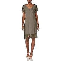 M Made in Italy Women's Simple Elegant Short Sleeve Shift Dress