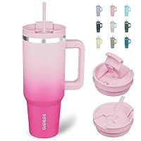40oz Stainless Steel Insulated Tumbler With Handle And Lid Straw Travel Coffee Mug Thermal Cup,Sakura
