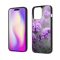 Lavender Purple Flowers Printed Case for iPhone 14 Pro Max Cases 6.7 Inch - Tempered Glass Shockproof Protective Phone Case Cover for iPhone 14 Pro Max,Not Yellowing