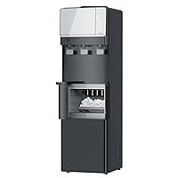 3 in 1 Water Cooler Dispenser with Ice Maker, Hot Cold Room Temp Water and Bullet Ice, Top Loading 2, 3 or 5 Gallon, 26 Lbs per 24H, Child Safety Lock, Black