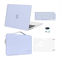 MOSISO Compatible with MacBook Air 13.6 inch Case 2022 2023 2024 Release M3 A3113 M2 A2681 Touch ID, Plastic Hard Shell&Carrying Sleeve Bag&Keyboard Cover&Webcam Cover&Screen Protector, Cerulean Blue