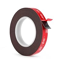 Double Sided Tape Heavy Duty, Small Waterproof Strong Mounting Adhesive Foam Tape, 10ft Length, 0.39in Width for LED Strip Lights, Home Decor, Car, Glass, Sign, Made of 3M VHB Tape,Red