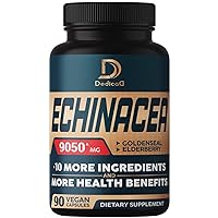 11in1 Echinacea Capsules Up to 20:1 Extract 9050mg - 3 Month Supply - With Goldenseal, Elderberry, Camu Camu, Ginger, Thyme & more - Body Health & Immune System Support - 90 Vegan Capsules - Non-GMO