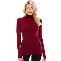 Womens Long Sleeve Mock Neck Warm T-Shirt, UV Protective Fabric UPF 50+ (Made with Love in The USA)