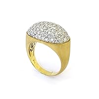 Sonia B Designs by Aurelia Gems 18K Yellow Gold 2.46 Carat Round-Shape Natural Diamond Gorgeous Gold Dome Ovalsatin Finish Ring