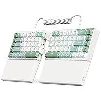 RK ROYAL KLUDGE RKS70 Split Mechanical Keyboard, Wireless Bluetooth/2.4G/Wired RGB Gaming Keyboard with Wrist Rest, 75% Hot Swappable PC Game Keyboard for Win/Mac, Linear Silver Switches, White