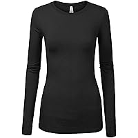 Sexy Women's Long Sleeve Round Neck Fitted Solid T Shirt Top