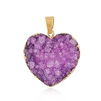 Mode Joays Heart Shape Purple Agate Druzy necklace, 18K Gold Electroplated, Single Bail Pendant Charms, DIY pendant necklace