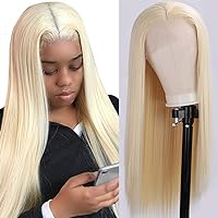 Middle Part 613 Blonde Straight Wig Brazilian Hair 13x1 Lace Front Wigs for Black Women 613 Honey Blonde Wigs with Baby Hair 150 Density (20 inches, 13x1 lace front)
