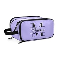 Lilac Custom Makeup Bag, Large Capacity Personalized Toiletry Bag Cosmetic Bag for Travel Shower Jewely Bag for Hotel Adults Necklace