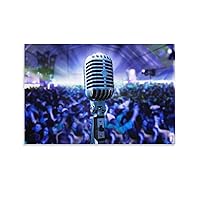 Home Music Microphone Decorative Art - Microphone on Stage Poster - Home Living Room Wall Canvas Pri Canvas Painting Wall Art Poster for Bedroom Living Room Decor 16x24inch(40x60cm) Unframe-style