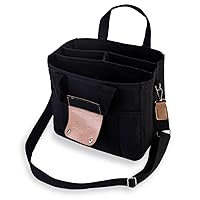 Canvas Tote Bag with Multi Pockets Crossbody Bag for Women Trendy Casual Practical Shoulder Handbag with Compartments