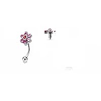 Jeweled Twin Daisy Flowers Spinal Barbell Christina Vertical Hood VCH Jewelry Genital Piercing 1/2