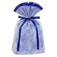 Gift Drawstring Bags with Non-Woven Ribbon, Large, Navy, Pack of 10