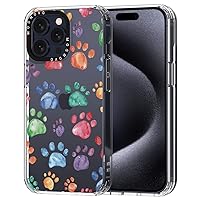 MOSNOVO Compatible with iPhone 15 Pro Max Case, [Buffertech 6.6 ft Drop Impact] [Anti Peel Off Tech] Clear TPU Bumper Phone Case Cover with Dog Paw Designed for iPhone 15 Pro Max 6.7