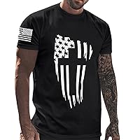 Men's Retro Independence Day Flag Cross Print T Shirt Comfortable Short Sleeve Elastic Soft Fashion T Shirt (,)