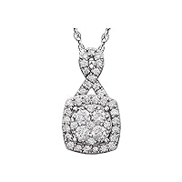 Sonia Jewels 3/4 Cttw Halo Diamond Charm Pendant Chain Necklace 18
