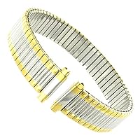 11-14mm Gilden Stainless Steel Silver & Gold Tone Ladies Stretch Watch Band Long