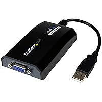StarTech.com USB to VGA Adapter - 1920x1200 - External Video & Graphics Card - Dual Monitor - Supports Mac & Windows and Mirror & Extend Mode (USB2VGAPRO2),Black