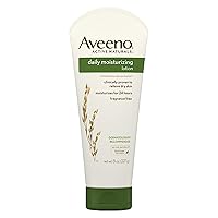 Aveeno Daily Moisturizing Body Lotion with Soothing Prebiotic Oat, Gentle Lotion Nourishes Dry Skin With Moisture, Paraben-, Dye- & Fragrance-Free, Non-Greasy & Non-Comedogenic, 8 fl. oz