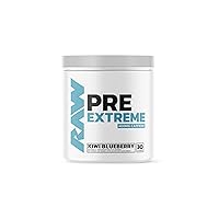 RAW Preworkout Extreme | High Stimulant Preworkout Powder Drink, Extreme Energy, Focus and Endurance Booster | Explosive Strength and Pump During Workout for Max Gains | Kiwi Blueberry (30 Servings)