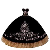 Amazing Gold Embroideried Strapless Ball Gown Quinceanera Prom Dresses Satin Ruffled 2024