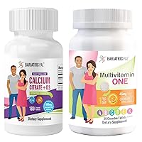BariatricPal 30-Day Bariatric Vitamin Bundle Multivitamin ONE 1 per Day! with 45mg Iron Chewable - Orange Citrus Easy Swallow Calcium Citrate (600mg) and D3 Coated Tablets