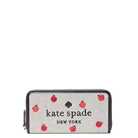 Kate Spade Ella Apple Toss Embroidered Large Continental Zip Wallet Black Multi