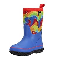 CNSBOR Kids Waterproof Insulated Rubber Neoprene Rain Boots with Easy on Rainboot for Youth
